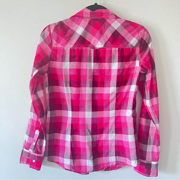 Aero petite plaid style button up down collared shirt checkered blouse size SP - Picture 3 of 6